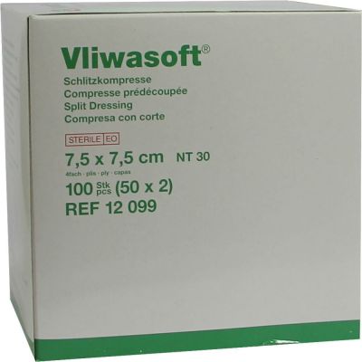 VLIWASOFT Schlitzkompressen 7,5x7,5 cm steril 4l.