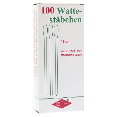 WATTESTÄBCHEN Holz 15 cm m.Wattebausch