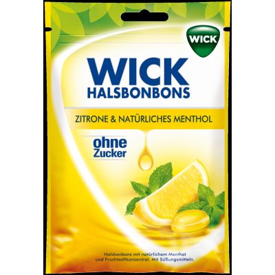 WICK Zitrone & natürliches Menthol Bonb.o.Zucker