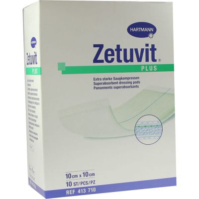 ZETUVIT Plus extrastarke Saugkompr.steril 10x10 cm