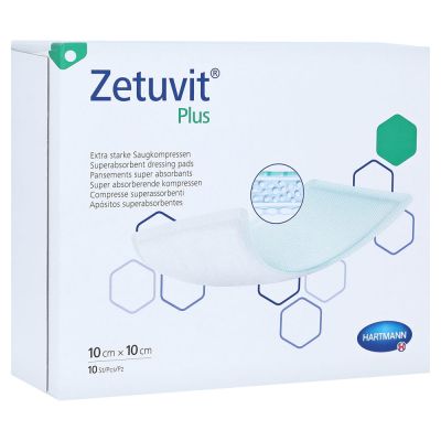 ZETUVIT Plus extrastarke Saugkompr.steril 10x10 cm