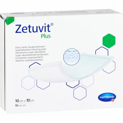 ZETUVIT Plus extrastarke Saugkompr.steril 10x10 cm