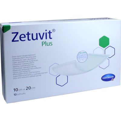 ZETUVIT Plus extrastarke Saugkompressen steril10x20 cm