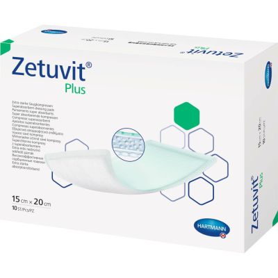 ZETUVIT Plus extrastarke Saugkompr.steril 15x20 cm