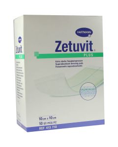 ZETUVIT Plus extrastarke Saugkompr.steril 10x10 cm